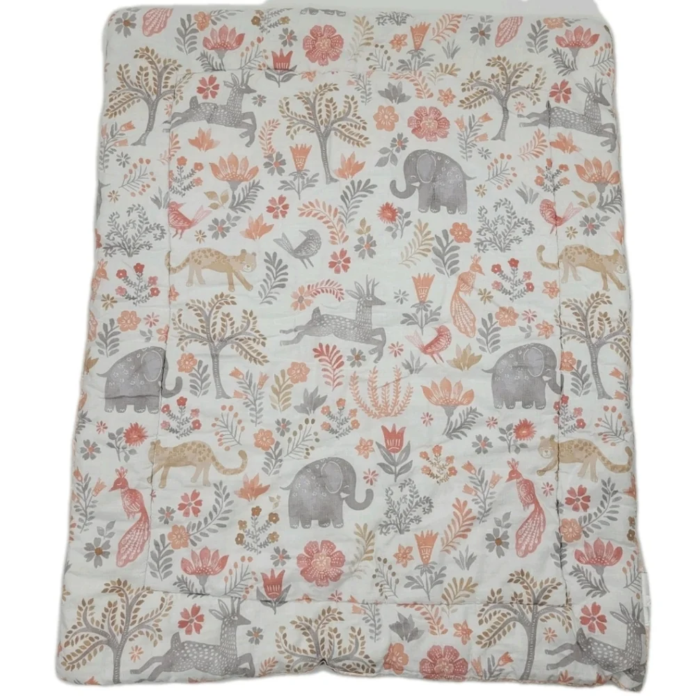 Levtex Baby Jungalo Blush Infant Quilt Comforter Grey Coral Children Nursery